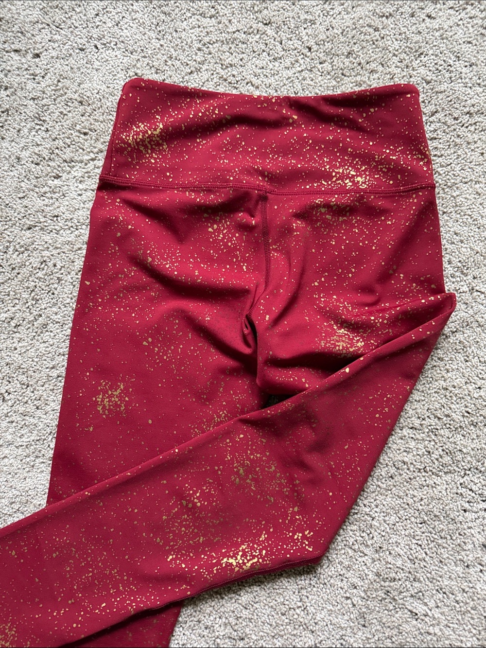 ZYIA Maroon Active Leggings with Metallic Accent